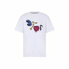 Kaos Pendek DIOR dengan Motif Gambar/Cetak, Cocok untuk Pria dan Wanita -D-15