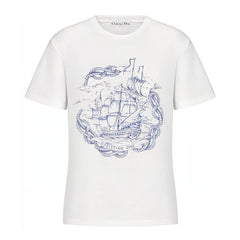 Kaos Pendek DIOR dengan Motif Gambar/Cetak, Cocok untuk Pria dan Wanita -D-20