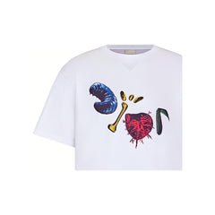 Kaos Pendek DIOR dengan Motif Gambar/Cetak, Cocok untuk Pria dan Wanita -D-15