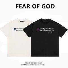 FEAR OF GOD Kaos lengan pendek original merek streetwear fashion dengan model super oversized (sangat longgar).FG-9707