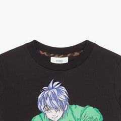 Kaos Pendek FENDI dengan Motif Gambar/Cetak, Cocok untuk Pria dan WanitaF-43