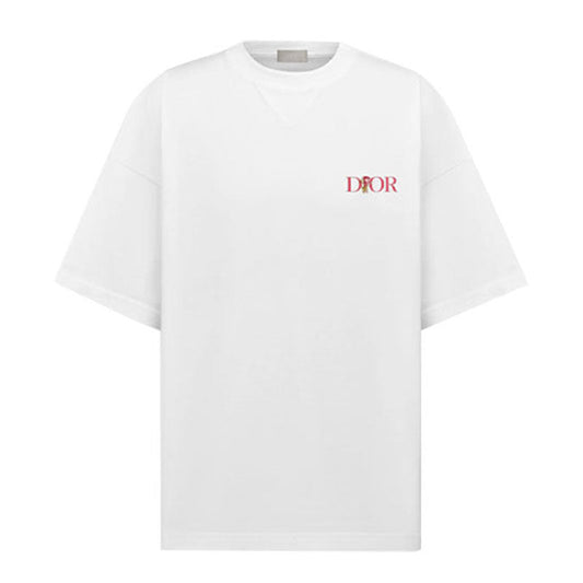 Kaos Pendek DIOR dengan Motif Gambar/Cetak, Cocok untuk Pria dan Wanita  -D-21