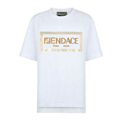 Kaos Pendek FENDI dengan Motif Gambar/Cetak, Cocok untuk Pria dan WanitaF-18