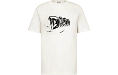 Kaos Pendek DIOR dengan Motif Gambar/Cetak, Cocok untuk Pria dan Wanita  -D-07