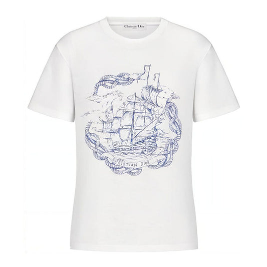 Kaos Pendek DIOR dengan Motif Gambar/Cetak, Cocok untuk Pria dan Wanita  -D-20
