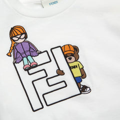 Kaos Pendek FENDI dengan Motif Gambar/Cetak, Cocok untuk Pria dan WanitaF-32