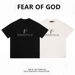FEAR OF GOD Kaos lengan pendek original merek streetwear fashion dengan model super oversized (sangat longgar).FG-9713