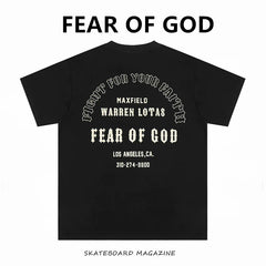 FEAR OF GOD Kaos lengan pendek original merek streetwear fashion dengan model super oversized (sangat longgar).FG-9701