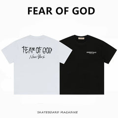 FEAR OF GOD Kaos lengan pendek original merek streetwear fashion dengan model super oversized (sangat longgar).FG-9704