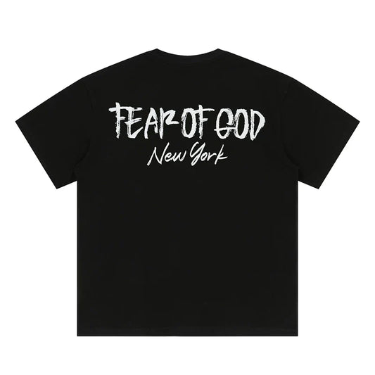 FEAR OF GOD Kaos lengan pendek original merek streetwear fashion dengan model super oversized (sangat longgar).FG-9704