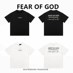 FEAR OF GOD Kaos lengan pendek original merek streetwear fashion dengan model super oversized (sangat longgar).FG-9706