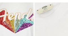Kaos Pendek FENDI dengan Motif Gambar/Cetak, Cocok untuk Pria dan WanitaF-31